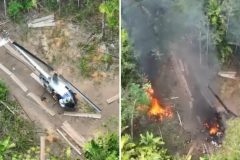 Helicóptero do garimpo ilegal é destruído em Mucajaí, no Sul de Roraima