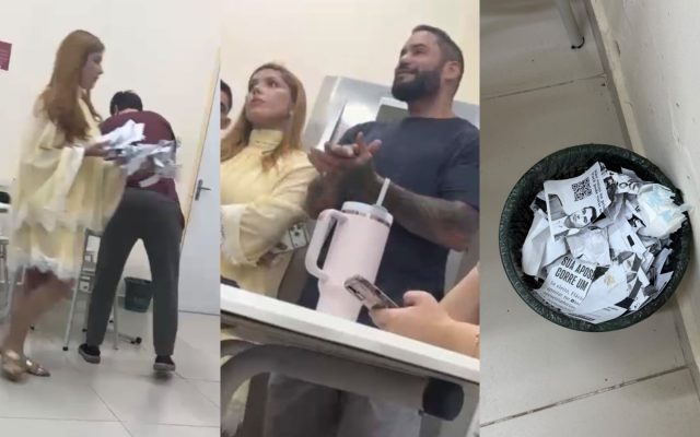 Ex-candidata rasga panfletos contra Flávio Bolsonaro na UFRR