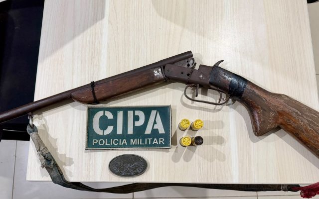 PMRR apreende espingarda artesanal em fiscalização de desmatamento